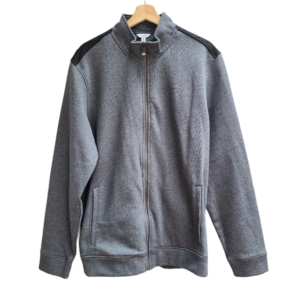 Calvin Klein Zipper Front Cotton Blend Sweatshirt Jacket, Size Large